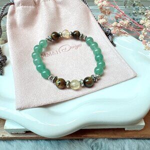 8mm Citrine, Tiger Eye and Green Aventurine Stretch Bracelet